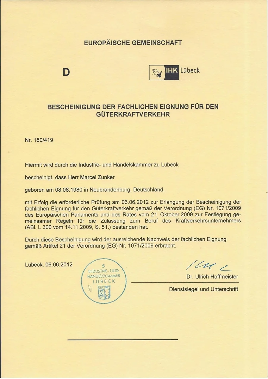 Eignungsnachweis – Der Umzugsprofi